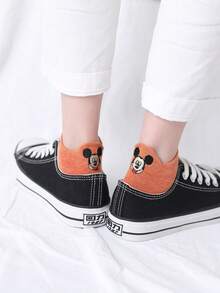 Randomly Sent Disney Mickey Mouse Embroidered No-Show Socks, Women's Cartoon Pattern Non-Slip Low-Cut Boat Socks, Casual Short Socks For Daily Wear - Multicolor - View 6