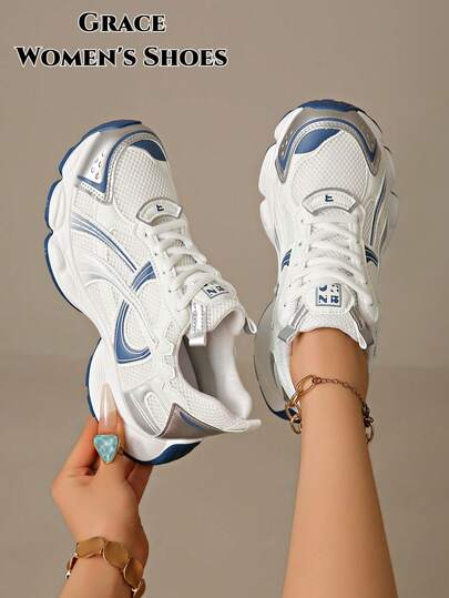 2026 Spring/Autumn New Thick Sole Platform Sneakers, Designed For Petite Women, Multiple Styles Available, Casual Fashion, White Thick Sole