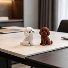 A Cute Curly-Haired Puppy Mini Figurine - Posable JointedWith Movable Limbs, Chibi Collectible Suitable For Desk Decor,Tabletop Display, Gift For Dog Lovers - Multicolor - View 2