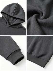 Tween Girl 1pc Hooded Sweatshirt, Young Student Kids Clothing, Suitable For Children's Autumn/Winter Long Sleeve Top - Dark Grey - View 5