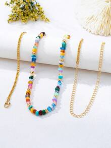 1pc Fashion Dopamine Colorful Beaded Waist Chain, Suitable For Daily Wear, Dating, Party - Multicolor - View 3