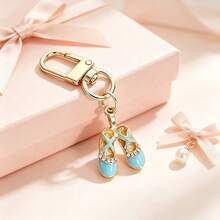5pcs Minimalist Ballet Shoes Pendant With Rhinestone Decor, Lipstick Bag Accessory, Cute Car Key Chain Keychain - Multicolor - View 7