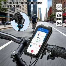 1pc Back To School Bicycle Phone Holder, Universal 4-6.9 Inch Bike Phone Mount, Waterproof ABS Handlebar Clip, 360° Adjustable, Shockproof, Dustproof, Snowproof, Suitable For Cycling, Motorcycle Riding, Outdoor Sports And Student Commuting - Black - View 3