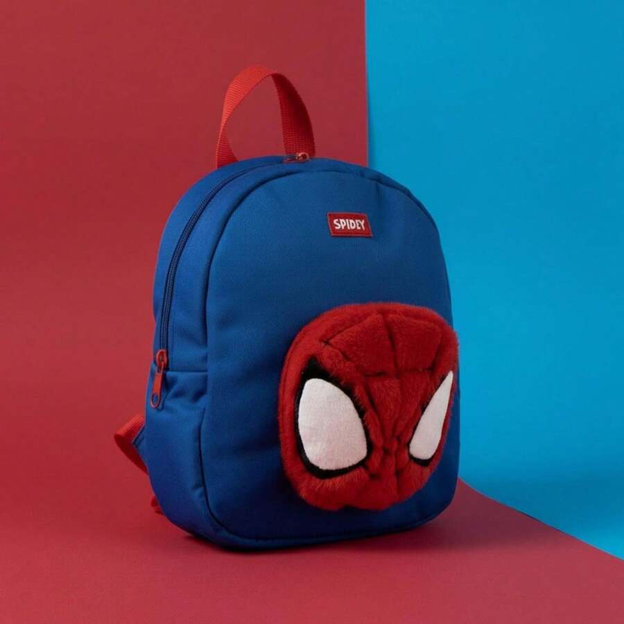 Cerdá Marvel 蜘蛛人男童兒童背包 - 藍色,帶有3D毛絨貼花、可調節肩帶和拉鍊,100%滌綸材質,官方授權,是上學和返校的理想之選 - 選項 1 - 查看 1