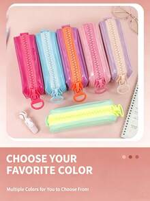 1PC/4pcsBack To School Macaron Clear PVC Pencil Case, Candy Color Portable Zipper Stationery Bag Transparent Pen Pouch For Girls Students Exam Daily Carry Stationery Pencil Case - Multiple Styles - View 8