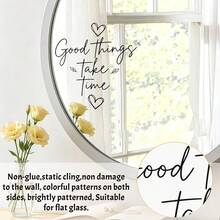 1/3pcs "Never Give Up, Big Things Take Time" Inspirational Mirror Sticker, Electrostatic Adhesion, Suitable For Home, Car Window Decoration, Bathroom Vanity Mirror Decorative Sticker - Mirror Sticker - View 3