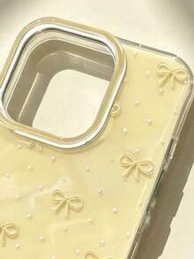 Bowknot IMD Transparent Pink Painted Thickened Minimalist Anti-Drop Printed Phone Case Compatible With IPhone 16/ 16 Pro/ 16 Pro Max/ 16 Plus/ 15/ 15 Pro Max/ 14/ 14 Pro Max/ 13/ 13 Pro Max/ 12/ 12 Pro Max/ 11/ 12P/ 14P/ XS/ XR/ 7/ 8/P11/P12/P.78GES2 Soft Shell Protective Cover - Multicolor - View 3