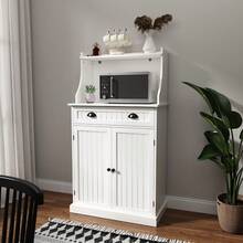 54" Freestanding Kitchen Pantry Storage Cabinet With Doors And Adjustable Shelves, Microwave Oven Stand With Drawer For Kitchen, Bathroom Or Variant 1 - White - View 8