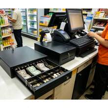 Cajón de dinero Nextep NE-514 negro, caja registradora con 4 compartimentos para billetes y 8 para monedas para tiendas y negocios - Ver 2