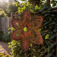 1pc Rustic Thanksgiving Natural Rusty Metal Spiral Wind Vane, Metal Floral Garden Decor Gift, Christmas Gift, 30.02cm X 30.02cm, For Balcony/Window Decoration, Balcony And Patio Garden/Indoor/Outdoor Decoration - A - View 7