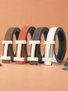 1pc Fashion Reversible Leather Belt For Women, Equipped With Gold Alloy Buckle, Double Sided Usable, Perfect Match For Daily Pants And Skirts - 2 - View 1