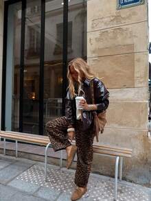 Celana Panjang Wanita Motif Leopard Model Lurus Terbaru Musim Gugur/Dingin - MultiWarna - View 4