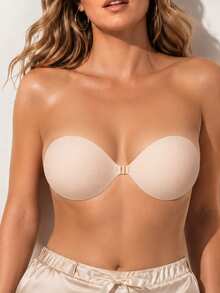 vfvQueen 1pc Adhesive Bra, Reusable Invisible Breathable Silicone Front Closure Push-Up Bra, Nipple Covers, Women's Lingerie Accessory, Suitable For Summer Dresses, Jumpsuits, Wedding Dresses - Multicolor - View 2