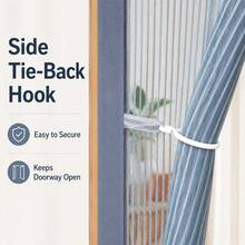Grey Magnetic Screen Door, Split Design Mosquito Net Door With Lace Header, Built-In Strong Magnetic Blocks For Seamless Automatic Closing, Weighted Bottom For Drop-Down, Pet-Friendly Scratch-Resistant And Durable, Suitable For Patio, Kitchen, Balcony, Ventilation And Insect Protection, Multiple Sizes Available - Grey - View 6