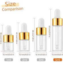 200 Pack Mini Glass Dropper Bottles 5ml Clear Vials With Dropper For Essential Oil, Small Travel Bottle Small Sample Container With Lids (Gold) - Clear - View 4