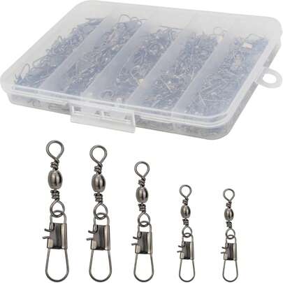 Avlcoaky 210pcs/Box Fishing Swivel Snap, 210pcs Barrel Swivel Snap With Buckle