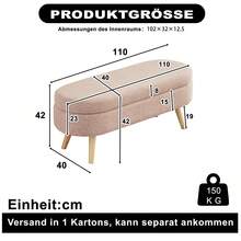Storage Bench Beige Chenille 110cm – Space-Saving For Entryway, Bedroom, Living Room - 粉色 - 查看 2