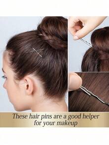 50/100/150pcs Black Straight U-Shaped Hair Pins Women Hair Clips Curly Wave Hair Clips Women Hair Clips Styling Hair Accessories Lock Curly Hair Clips Straight Hair Clips Black Hair Clips Bridal Hair Accessories Hair Clips Styling Hair Accessories Women Hair Bun - Silver - View 11