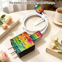 1 Set Leopard Lips Design Apple Data Cable Charger Protective Cover, Compatible With Apple 18-20W Charger, Anti-Breakage And Anti-Scratch Protective Case - Multicolor - View 3