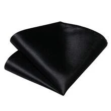 Set Aksesori Pesta Malam Lengkap: Dasi Kupu-kupu Hitam, Sapu Tangan, Manset, Cincin, Set Dekorasi Jas Lengkap - Hitam - View 3