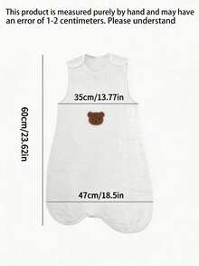 1pc Baby Gauze Sleeveless Sleeping Bag, Soft Skin-Friendly Breathable, Spring/Summer Thin Style, Cute Bear Head Embroidery Pattern, Ideal Gift For Baby! - Embroidered Bear Head Sleeping Bag - View 3