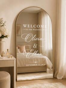 Pegatina de espejo personalizada para cartel de asientos de boda - Decoración de señalización de boda DIY Pegatina de boda - Pegatina de espejo para cartel de asientos Bienvenida a la boda Pegatina de espejo - Pegatina de letras de espejo personalizada - Feliz boda - Decoración de boda/Cartel de bienvenida de boda moderna - Multicolor - Ver 3