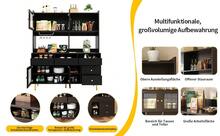 Dining Room Buffet Black And Gold With Glass Doors - Multi-Functional Storage Space - Black - View 2