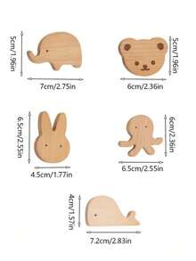 Cartoon Animal Drawer Pulls, Cute Bear Rabbit Star Solid Wood Cabinet Door Handles For Children's Room - Multicolor - View 3