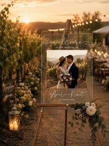Photo Wedding Welcome Sign, Wedding Rehearsal Sign, Modern Wedding Sign, Acrylic Welcome Sign, Wedding Photo Sign, Welcome To Our Wedding - Multicolor - View 4