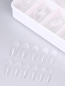 120pcs Long Coffin Shaped Soft Gel Nail Tips, Professional Full Coverage Clear Fake Nails, Pre-Formed Press-On Nails, Suitable For Acrylic Nail Extension, Nail Art Tools, Nail Supplies, Nail Technician Supplies, Stiletto Gel X Tips, Press-On Nails, Press-On Nail Art, Nail Art Set - Clear - View 5