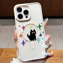 [24h Versand aus DE/FR/ES] Apple11-17  21-26 Handyhülle - Transparente stoßfeste Schutzhülle für Apple- und -Magnettelefone, mit kreativem Pixel-Style Cartoon-Katzen-Design und vollständigem Kantenschutz, elegant und schön für Männer und Frauen. - Schwarz - Übersicht 2