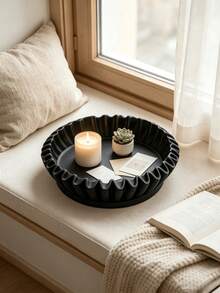 1pc Wavy Texture Resin Decorative Tray, Minimalist Wabi-Sabi Style Storage Tray, Multi-Purpose Desktop Organizer Tray, Compact 15*13cm, Desktop Storage Dual-Use Luxury Decor, Suitable For Living Room, Bathroom, Entryway, Dining Table, Perfect For Personal Use Or Gift - Multiple 4 - View 2
