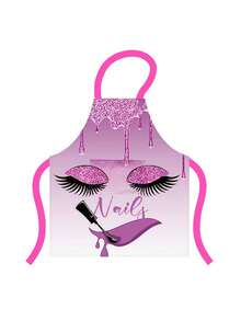 Women Blue Nail Design Apron, Waterproof Bib Apron With Adjustable Straps, Cute Beauty Salon Nail Technician Workwear, Kitchen Cooking Baking Craft Apron With Pocket - Multicolor - View 8