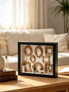 1 Set 3D Black Museum Silhouette 3D Photo Frame Set, Including Gold Resin Mini Frame Set, Celebrate Precious Memories In A Unique Way, Personalized And Distinctive Commemorative Photo Frame Accessories - Multicolor - View 9