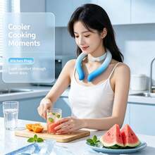 Cincin Pendingin Leher Portabel 360° Pendingin Es untuk Meredakan Rasa Dingin Seketika Saat Cuaca Panas, Bepergian, Berlari, Bersepeda, Memancing, dan Melindungi dari Sinar Matahari - Beraneka warna - View 12