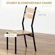 Three-Piece Minimal And Compact Dining Set, Light Wood Grain - A - View 6