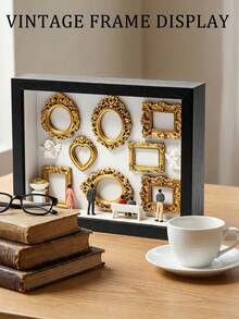 1 Set 3D Black Museum Silhouette 3D Photo Frame Set, Including Gold Resin Mini Frame Set, Celebrate Precious Memories In A Unique Way, Personalized And Distinctive Commemorative Photo Frame Accessories - Multicolor - View 6