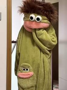 2026 New Couple Cartoon Monster Bathrobe, Unisex, Fun Big Mouth Long Fur Thickened Coral Fleece Sleepwear, Super Soft Skin-Friendly Warm Loose Home Wear, Comfortable Warm Indoor Casual For Autumn/Winter, Back To School Gift - Multicolor - View 5