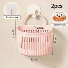 2pcs Kids Bathroom Wall-Mounted Storage Baskets, Drill-Free Multi-Function Shower Caddy - Multicolor - View 11