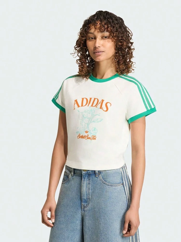 Adidas Originals Women's RESORT S TEE W Short Sleeve Knit Collarless T-Shirt TKX0736 - Hunter Green - View 1