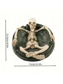 Gothic Round Skull Ashtray - Halloween Decoration, Durable Resin Skull Decor, Realistic Bone Details, Compact Halloween Home/Outdoor Decor, Unique Gift, Must-Have For Gothic Lovers, Spooky Skull Design - Ashtray - View 2