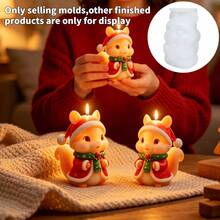 Christmas Red Hat Squirrel Scented Candle Silicone Mold, Reusable, Easy To Demold, Suitable For Handmade Scented Candles, Christmas Holiday Atmosphere Decoration, Handmade Enthusiasts Holiday Creative Handmade Gifts, DIY Creative Gift Making Tools/Home Decor Holiday Soft Furnishing Desktop Display - A - View 5