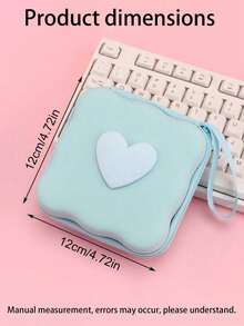 Portable Large Capacity Data Cable Storage Bag, Cute Heart-Shaped Candy Colored Zipper Storage Bag, Digital Accessory Storage Box, Anti Drop Zipper Bag, Can Store Data Cables/Headphones/Change/Keys/Small Documents/USB Drive/CCD Camera, Etc - View 12