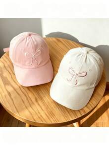 Back To School Season Bow Baseball Cap, Unisex Solid Color Trucker Hat, Embroidered Bow Casual Sun Hat, Y2K Versatile Hat, Suitable For Spring/Summer Outdoor Sports, Beach, Travel, Sun Protection, Christmas Gift And Daily Wear - Pink - View 10