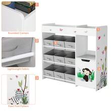 Estantería para juguetes, estante con 9 cajas de almacenamiento, organizador de juguetes, amplio espacio de almacenamiento, librería - Blanco - Ver 6