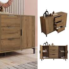 Sideboard With 2 Doors And 3 Shelves, Dark Oak - Dimensions 120x40x76cm - 深色橡木 - 查看 1