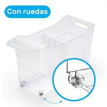 Organizador de Cozinha e Banheiro com Rodas Zylx Shopping USE Trolley Box Duo - Cesto Organizador Transparente 46x19x27cm - transparente - Ver 2