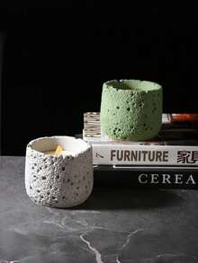 1pc Concrete Scented Candle | Natural Soy Wax Candle With Volcanic Rock Texture Aromatherapy Cup - Multi Scents - View 5