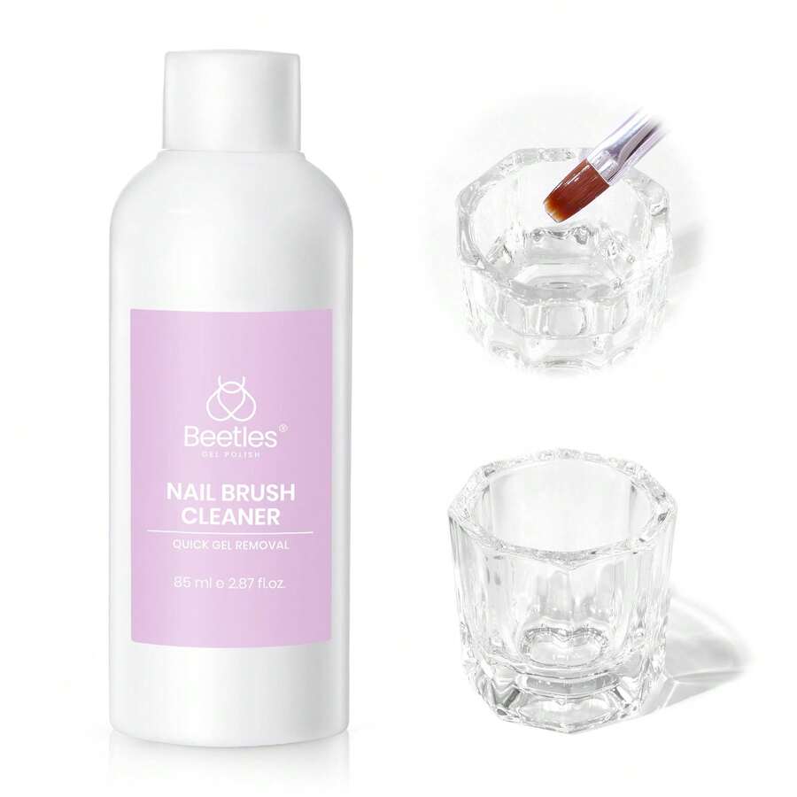 Beetles Nail Art Brushes Cleaner And Conditioner 85ml/2.87 Fl.Oz Nail Brush Restorer Quick Clean Break In Manicure Brush Of Gel Polish, Nails Extension Gel, Dip Powder, Acrylic Builder DIY And Salon - 85ML Nail Art Brushes Cleaner - 查看 1