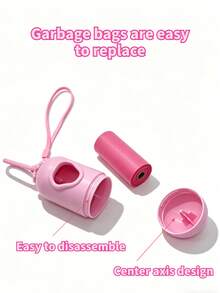 Cartoon Pet Waste Collection Set/Poop Collection Box/Includes Storage Box And Trash Bags/Portable/Can Be Hung On Stroller/Car Trash Bag/Essential For Outdoor Dog And Cat Walking/Includes Carabiner And Carrying Rope - View 5